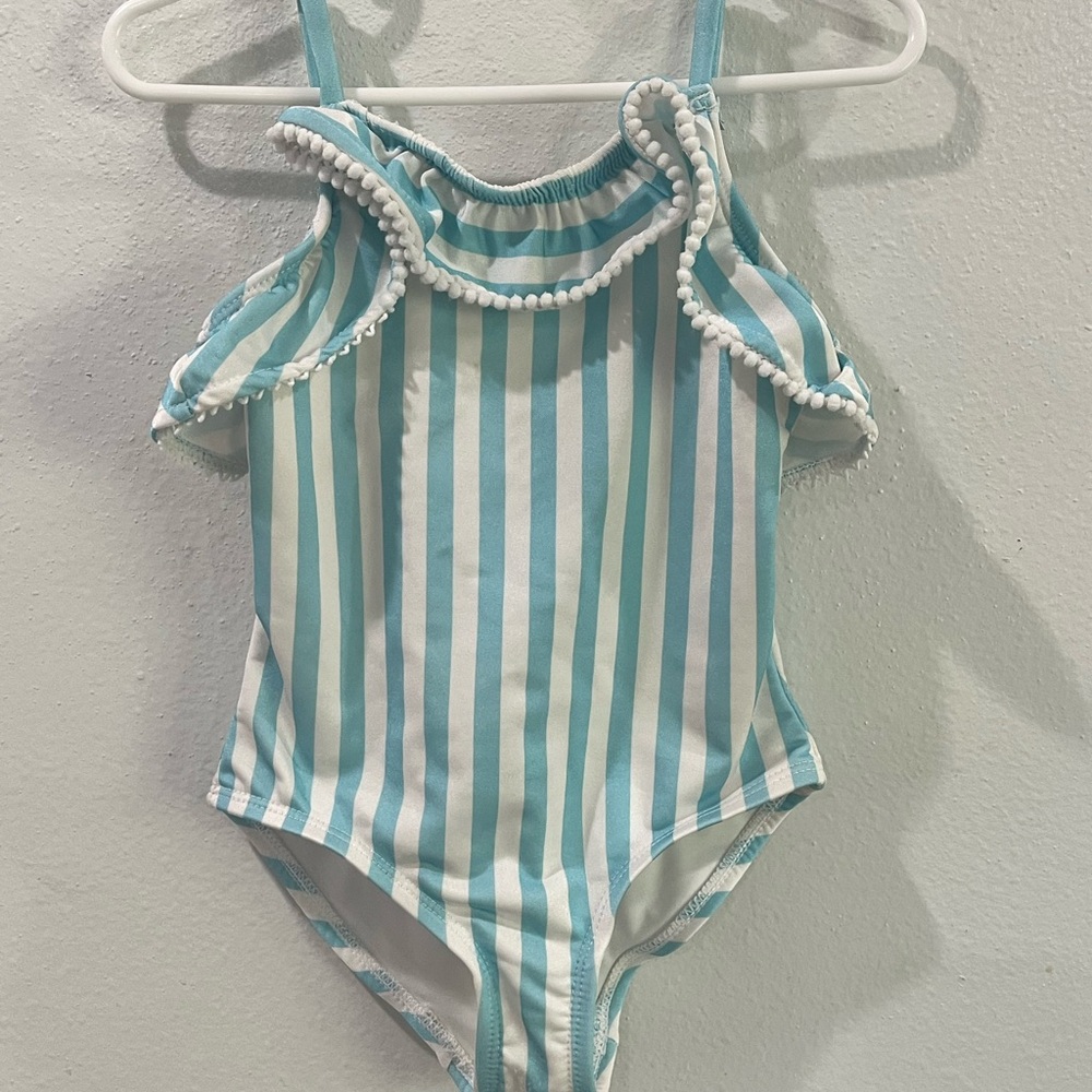 ME Mila and Emma Swim One Piece - Blue and White Stripes